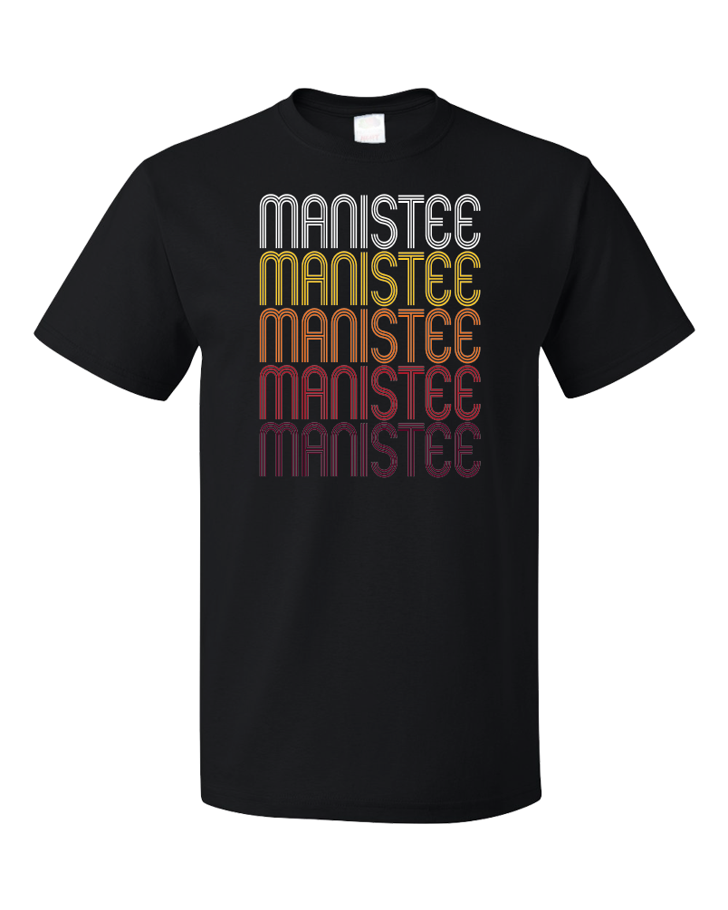 Standard Black Manistee, MI | Retro, Vintage Style Michigan Pride  T-shirt