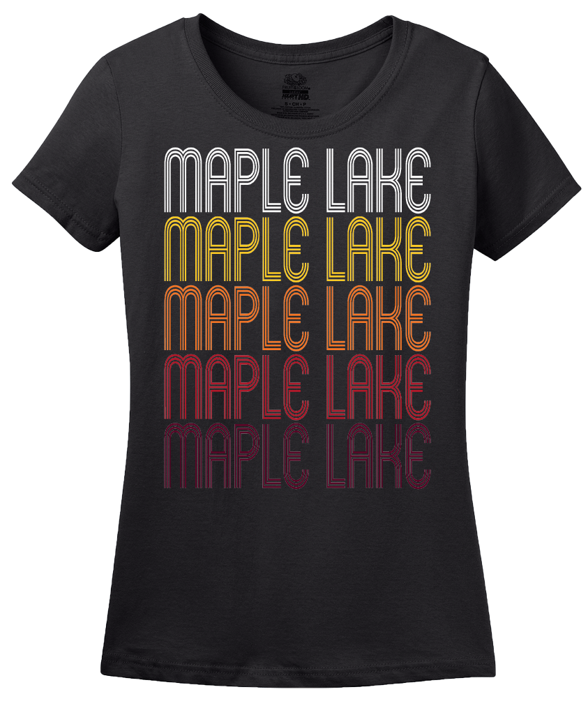 Ladies Black Maple Lake, MN | Retro, Vintage Style Minnesota Pride  T-shirt