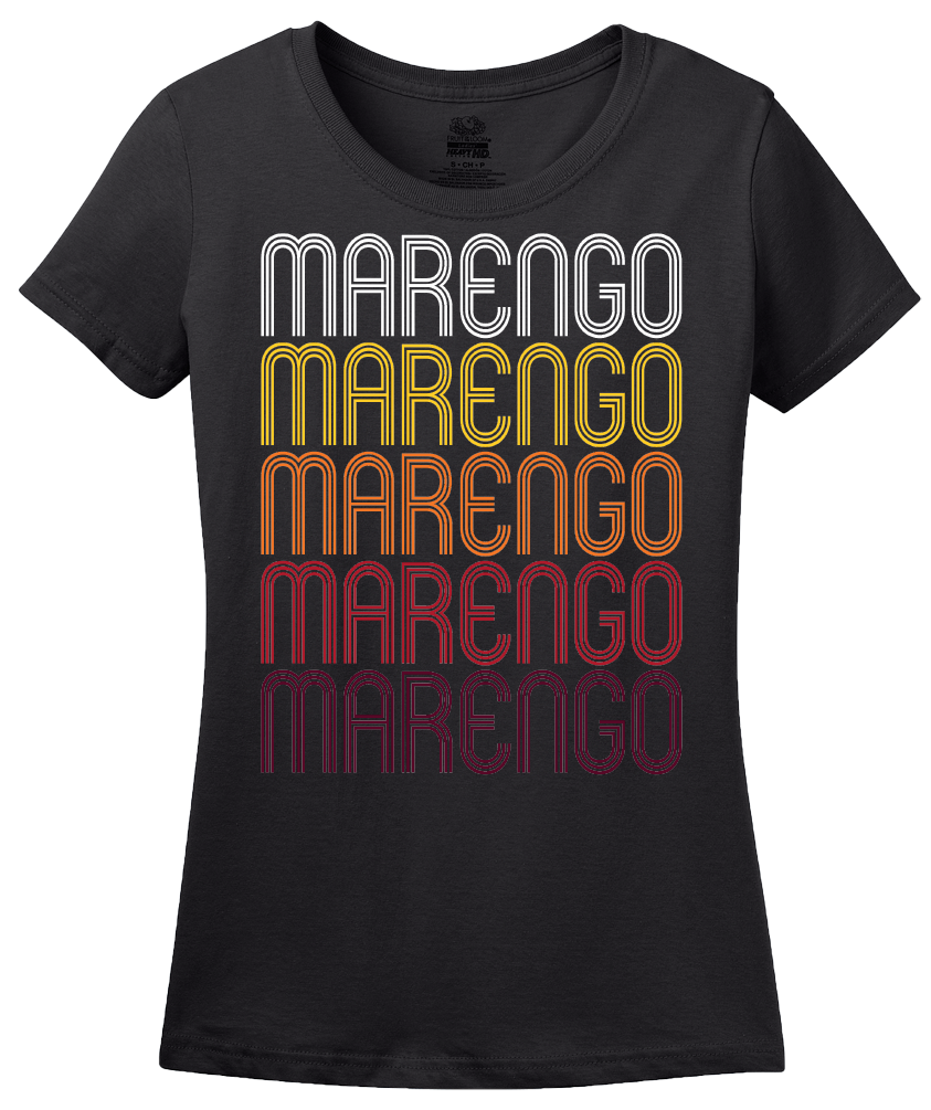 Ladies Black Marengo, IA | Retro, Vintage Style Iowa Pride  T-shirt