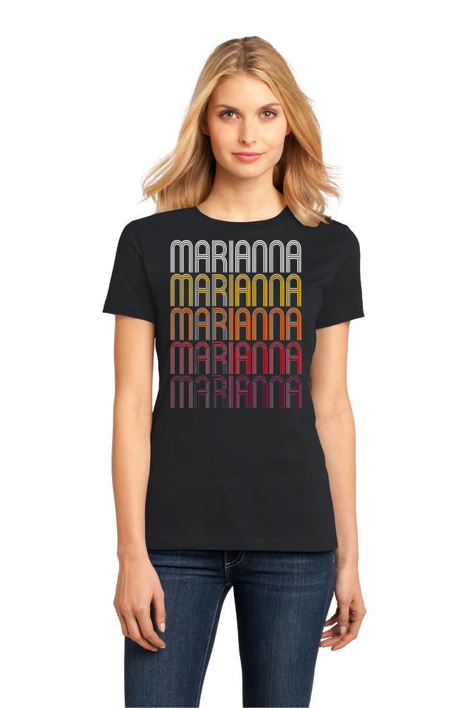Ladies Black Marianna, AR | Retro, Vintage Style Arkansas Pride  T-shirt