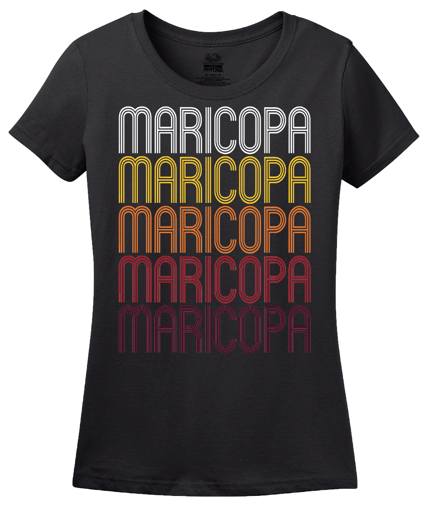 Ladies Black Maricopa, CA | Retro, Vintage Style California Pride  T-shirt