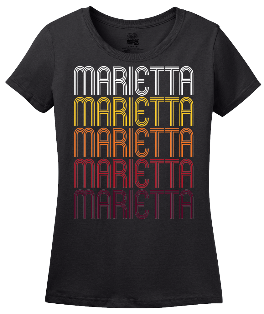 Ladies Black Marietta, PA | Retro, Vintage Style Pennsylvania Pride  T-shirt