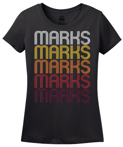Ladies Black Marks, MS | Retro, Vintage Style Mississippi Pride  T-shirt