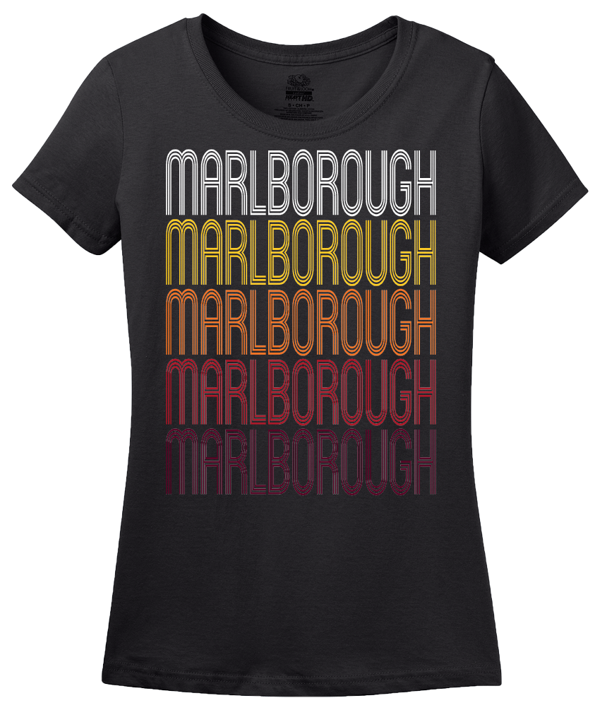 Ladies Black Marlborough, MO | Retro, Vintage Style Missouri Pride  T-shirt