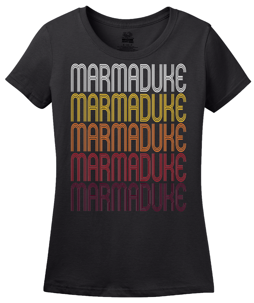 Ladies Black Marmaduke, AR | Retro, Vintage Style Arkansas Pride  T-shirt