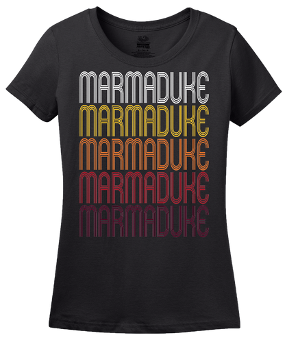 Ladies Black Marmaduke, AR | Retro, Vintage Style Arkansas Pride  T-shirt