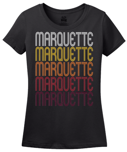 Ladies Black Marquette, MI | Retro, Vintage Style Michigan Pride  T-shirt