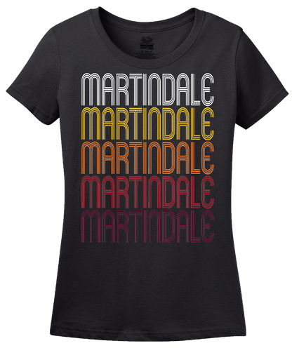Ladies Black Martindale, TX | Retro, Vintage Style Texas Pride  T-shirt