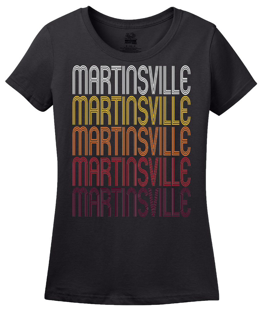 Ladies Black Martinsville, IN | Retro, Vintage Style Indiana Pride  T-shirt