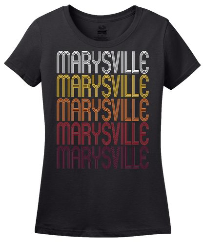 Ladies Black Marysville, CA | Retro, Vintage Style California Pride  T-shirt