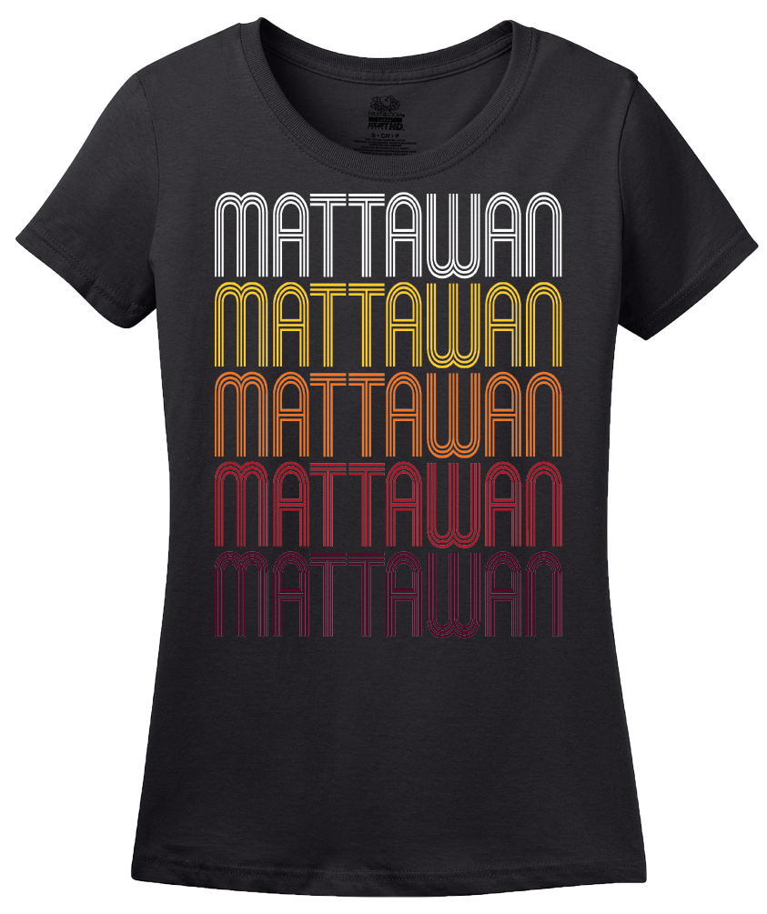 Ladies Black Mattawan, MI | Retro, Vintage Style Michigan Pride  T-shirt