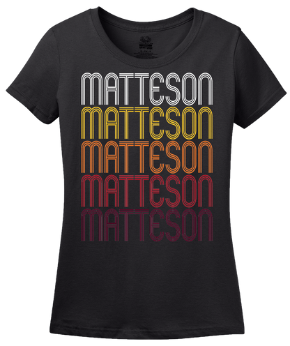 Ladies Black Matteson, IL | Retro, Vintage Style Illinois Pride  T-shirt