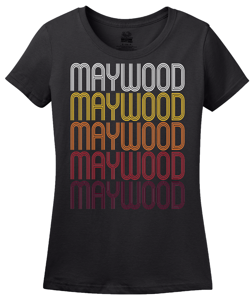 Ladies Black Maywood, NJ | Retro, Vintage Style New Jersey Pride  T-shirt