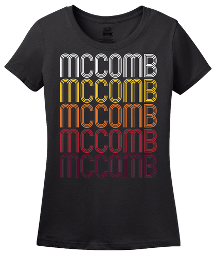 Ladies Black Mccomb, OH | Retro, Vintage Style Ohio Pride  T-shirt