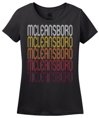 Ladies Black McLeansboro, IL | Retro, Vintage Style Illinois Pride  T-shirt