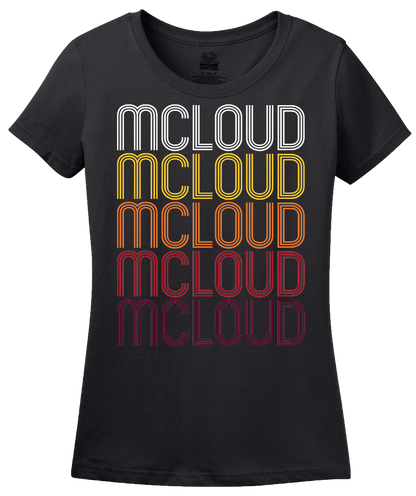 Ladies Black McLoud, OK | Retro, Vintage Style Oklahoma Pride  T-shirt