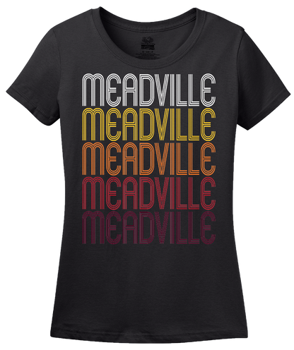 Ladies Black Meadville, PA | Retro, Vintage Style Pennsylvania Pride  T-shirt