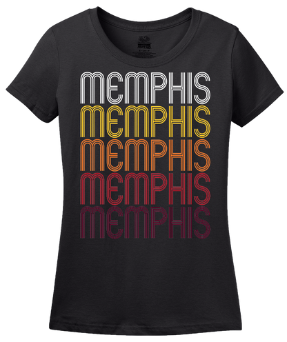 Ladies Black Memphis, MI | Retro, Vintage Style Michigan Pride  T-shirt