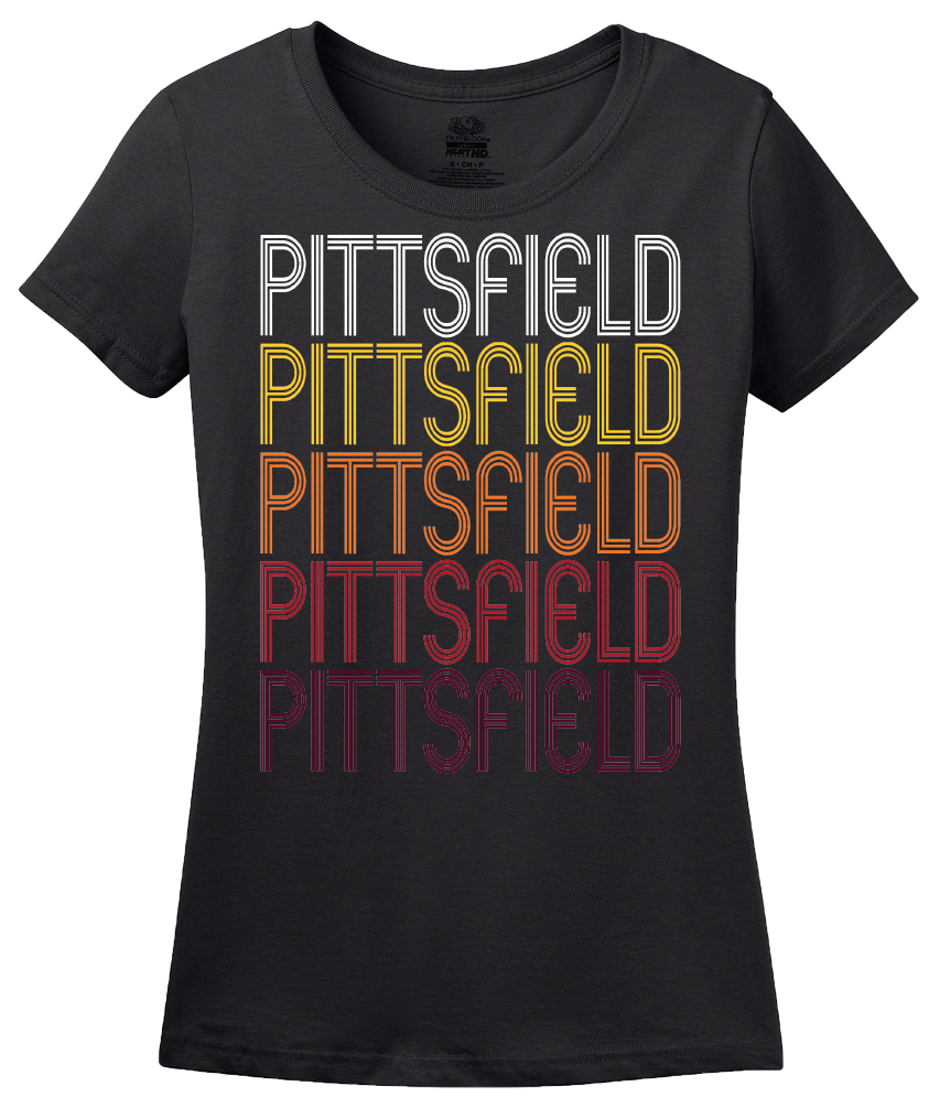 Ladies Black Pittsfield, IL | Retro, Vintage Style Illinois Pride  T-shirt