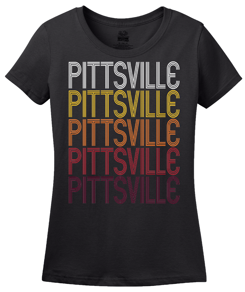 Ladies Black Pittsville, MD | Retro, Vintage Style Maryland Pride  T-shirt