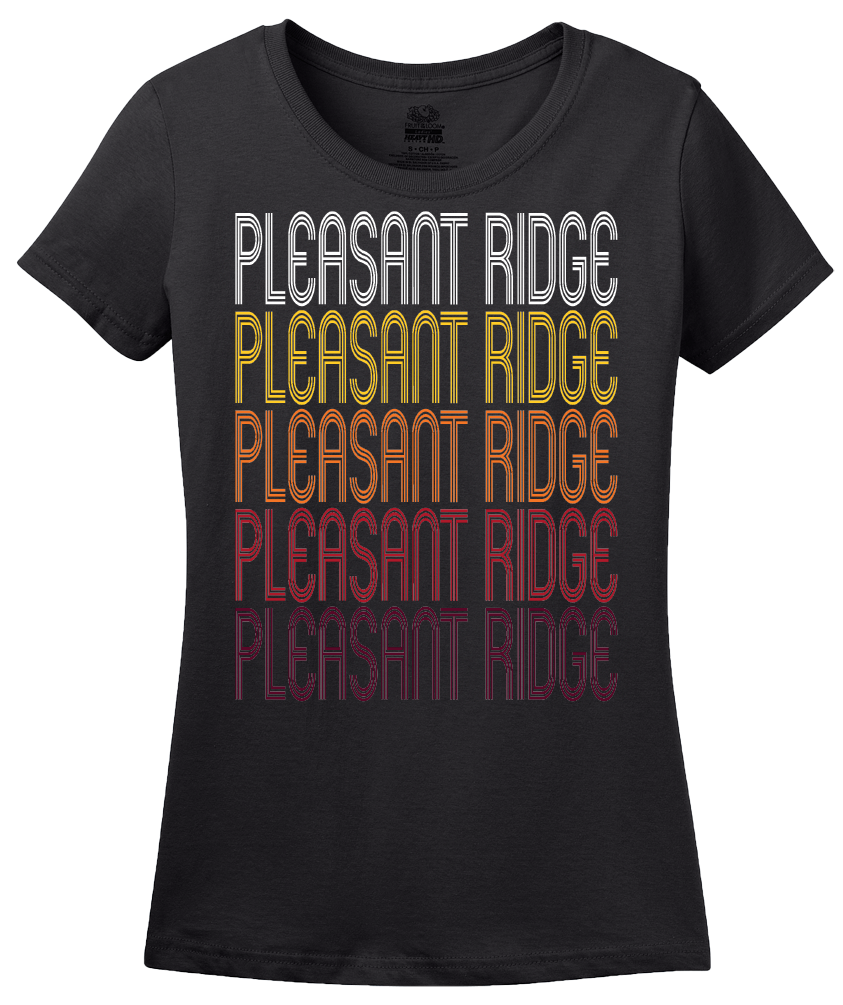 Ladies Black Pleasant Ridge, MI | Retro, Vintage Style Michigan Pride  T-shirt