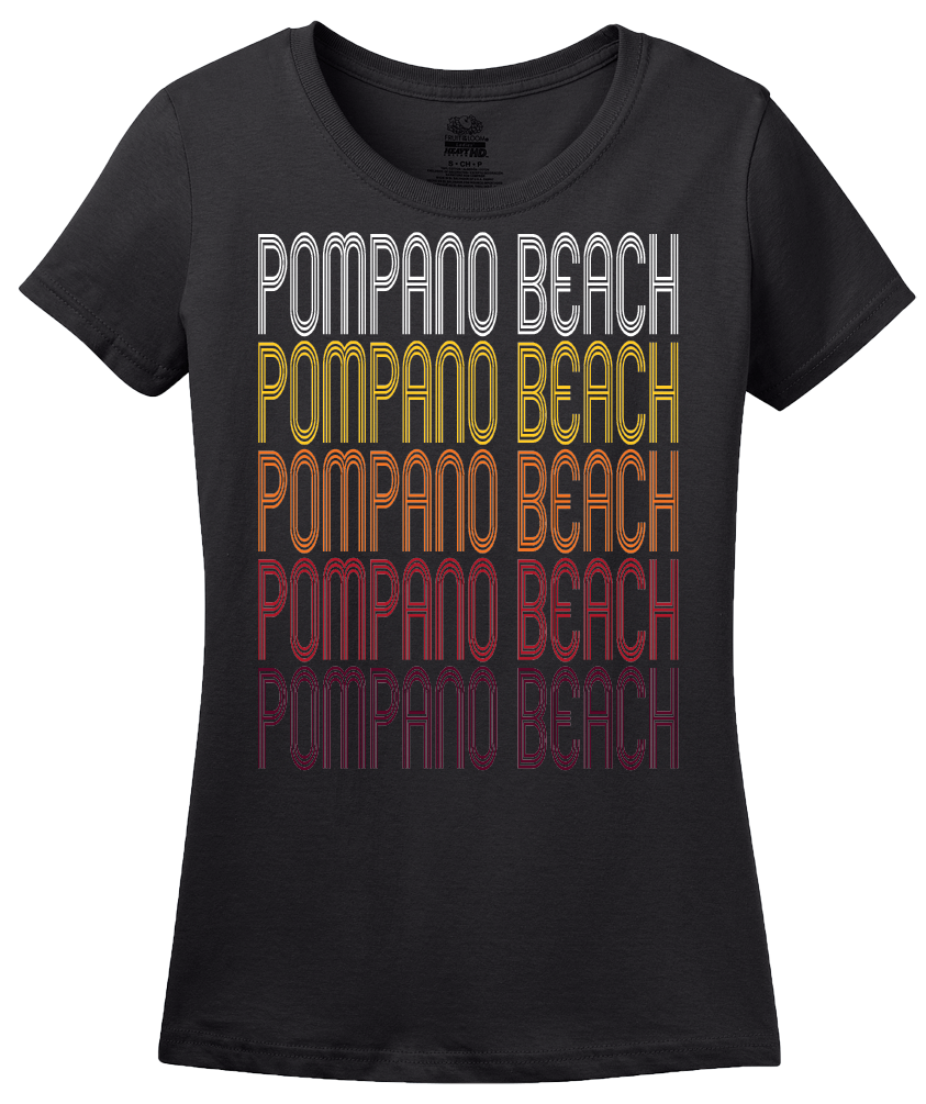 Ladies Black Pompano Beach, FL | Retro, Vintage Style Florida Pride  T-shirt