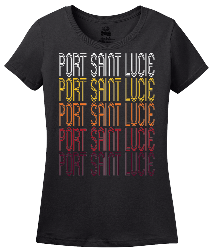 Ladies Black Port Saint Lucie, FL | Retro, Vintage Style Florida Pride  T-shirt