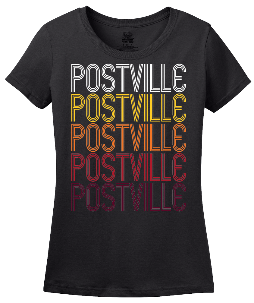 Ladies Black Postville, IA | Retro, Vintage Style Iowa Pride  T-shirt