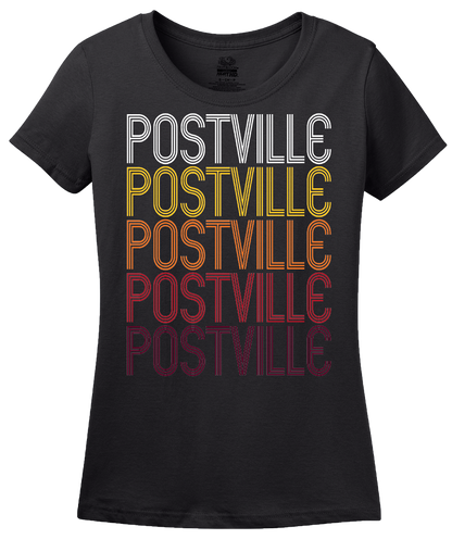 Ladies Black Postville, IA | Retro, Vintage Style Iowa Pride  T-shirt