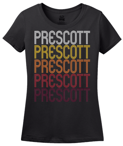 Ladies Black Prescott, AR | Retro, Vintage Style Arkansas Pride  T-shirt