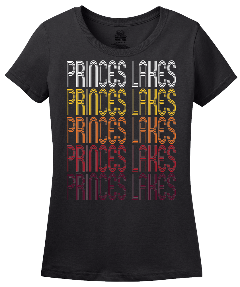 Ladies Black Princes Lakes, IN | Retro, Vintage Style Indiana Pride  T-shirt
