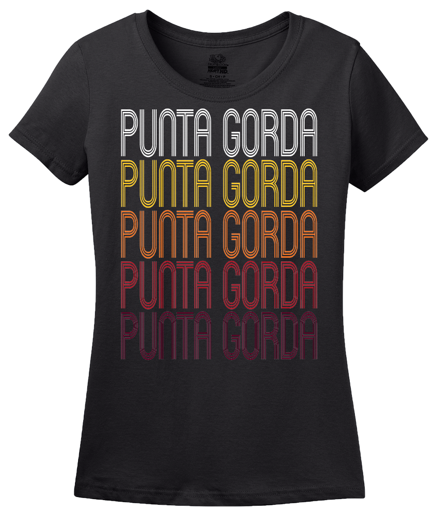 Ladies Black Punta Gorda, FL | Retro, Vintage Style Florida Pride  T-shirt