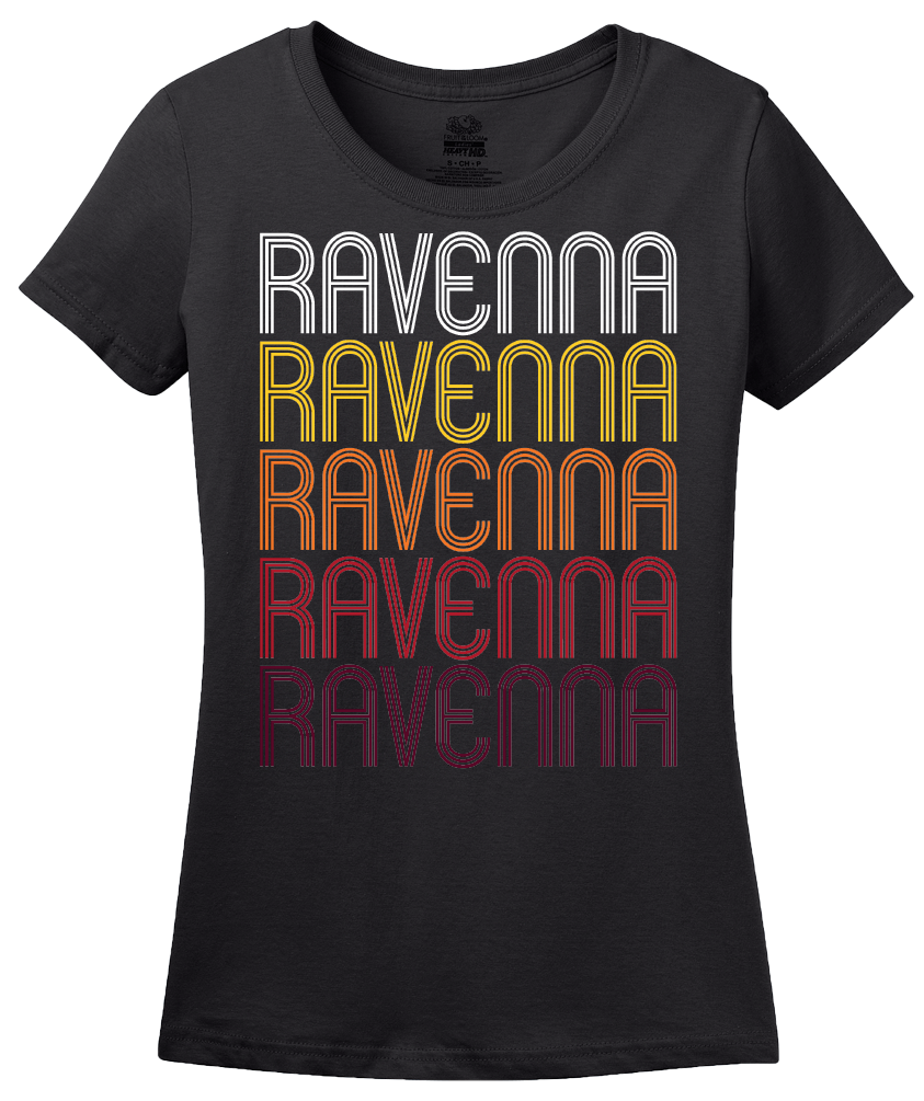 Ladies Black Ravenna, OH | Retro, Vintage Style Ohio Pride  T-shirt