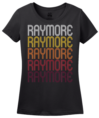 Ladies Black Raymore, MO | Retro, Vintage Style Missouri Pride  T-shirt