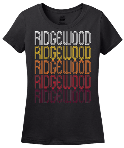 Ladies Black Ridgewood, NJ | Retro, Vintage Style New Jersey Pride  T-shirt