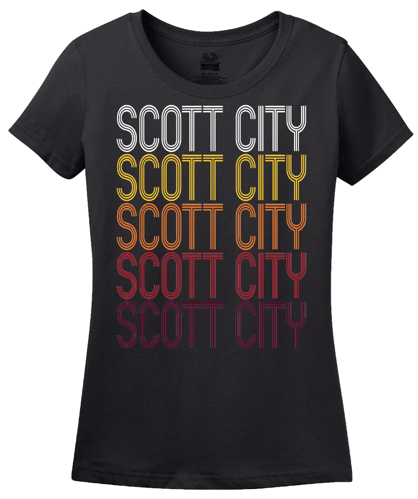 Ladies Black Scott City, MO | Retro, Vintage Style Missouri Pride  T-shirt