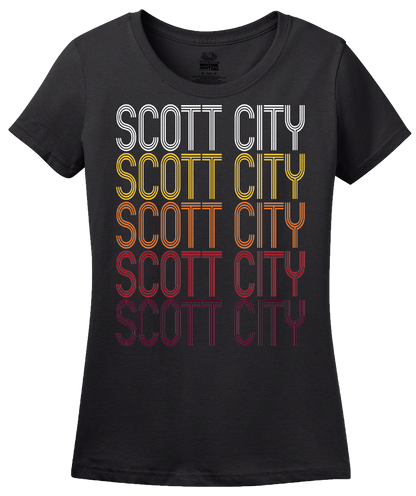 Ladies Black Scott City, MO | Retro, Vintage Style Missouri Pride  T-shirt