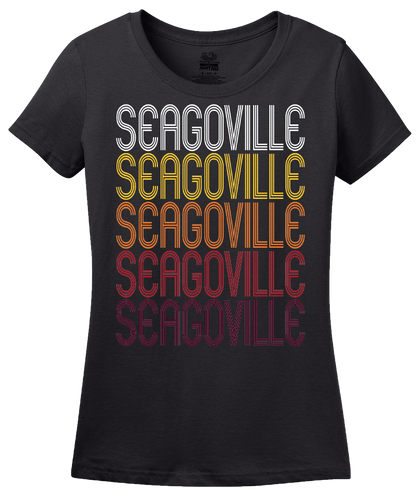 Ladies Black Seagoville, TX | Retro, Vintage Style Texas Pride  T-shirt