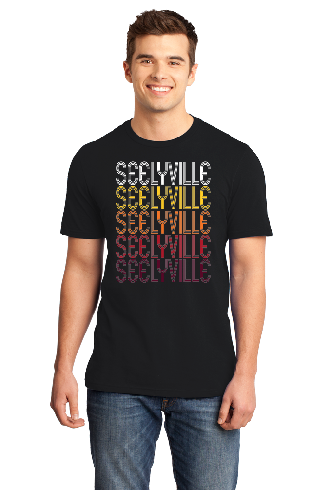 Standard Black Seelyville, IN | Retro, Vintage Style Indiana Pride  T-shirt