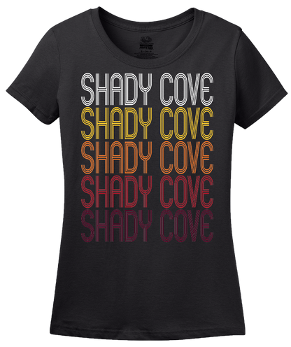 Ladies Black Shady Cove, OR | Retro, Vintage Style Oregon Pride  T-shirt