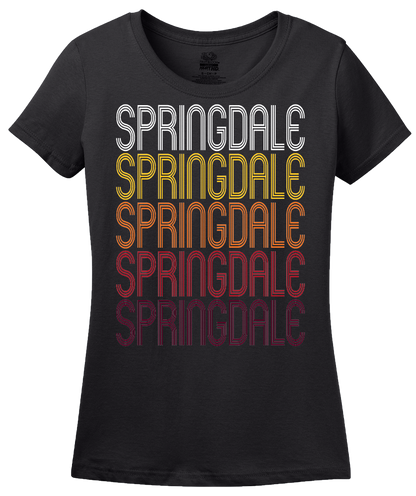 Ladies Black Springdale, OH | Retro, Vintage Style Ohio Pride  T-shirt
