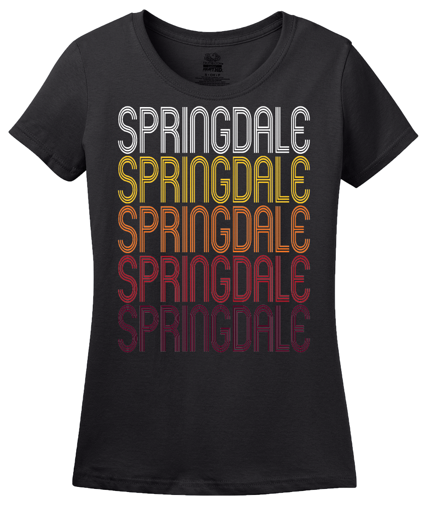 Ladies Black Springdale, SC | Retro, Vintage Style South Carolina Pride  T-shirt