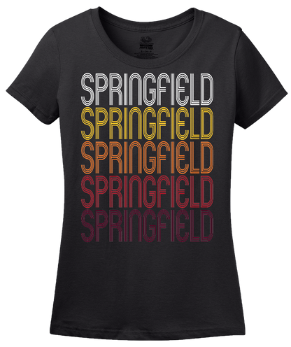 Ladies Black Springfield, MI | Retro, Vintage Style Michigan Pride  T-shirt