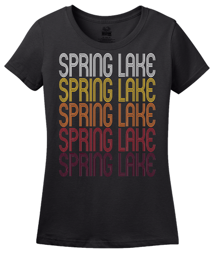 Ladies Black Spring Lake, MI | Retro, Vintage Style Michigan Pride  T-shirt