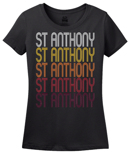 Ladies Black St. Anthony, MN | Retro, Vintage Style Minnesota Pride  T-shirt