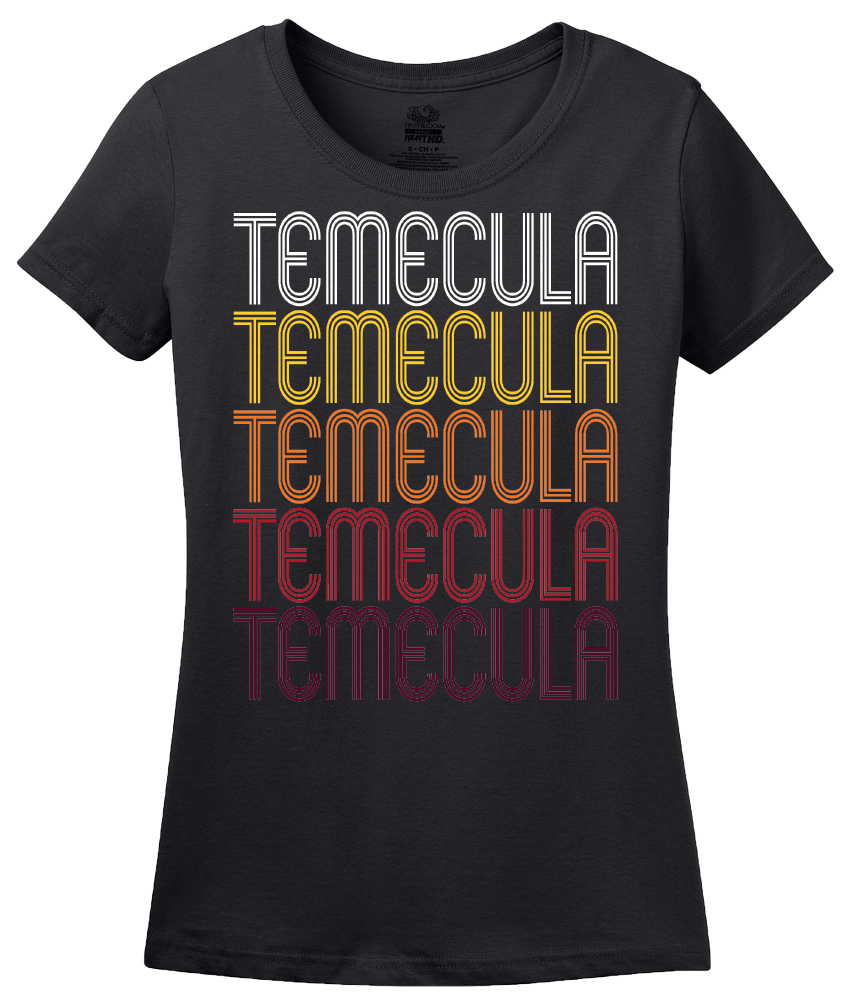Ladies Black Temecula, CA | Retro, Vintage Style California Pride  T-shirt