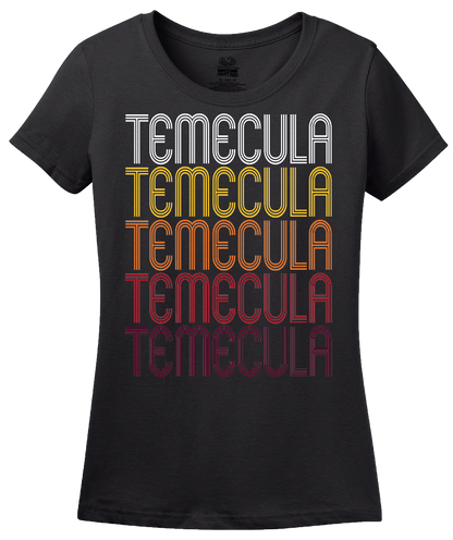 Ladies Black Temecula, CA | Retro, Vintage Style California Pride  T-shirt