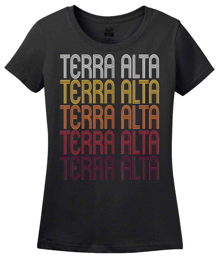 Ladies Black Terra Alta, WV | Retro, Vintage Style West Virginia Pride  T-shirt