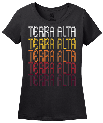 Ladies Black Terra Alta, WV | Retro, Vintage Style West Virginia Pride  T-shirt