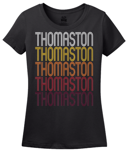 Ladies Black Thomaston, NY | Retro, Vintage Style New York Pride  T-shirt